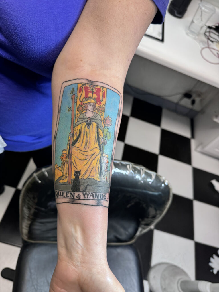 Queen of Wands tarot card tattoo